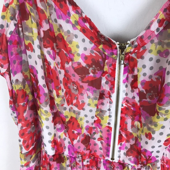 City Chic Floral Polka Dot Zip Mini Dress 24 22 - Picture 4 of 8